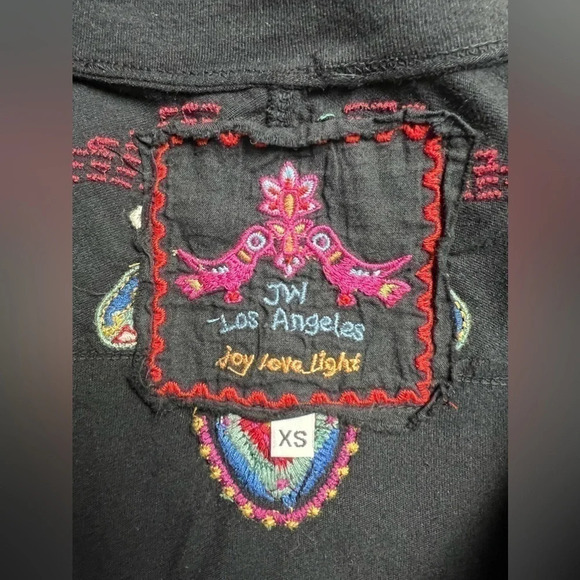 JOHNNY WAS COTTON BLACK FLORAL EMBROIDERED LONG SLEEVE DRESS SIZE XS - Picture 7 of 8